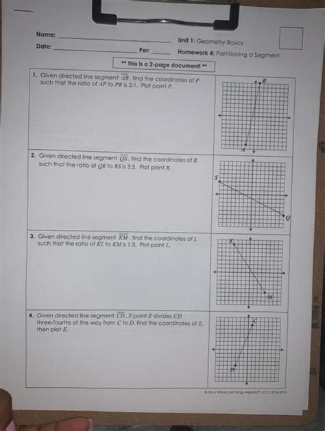 Partitioning a Segment in Geometry Basics Homework 4